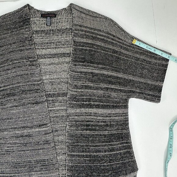 Eileen Fisher Women’s Black Tan Open Front Long Cardigan Sweater XXS/XS/C35.25 - Picture 11 of 13